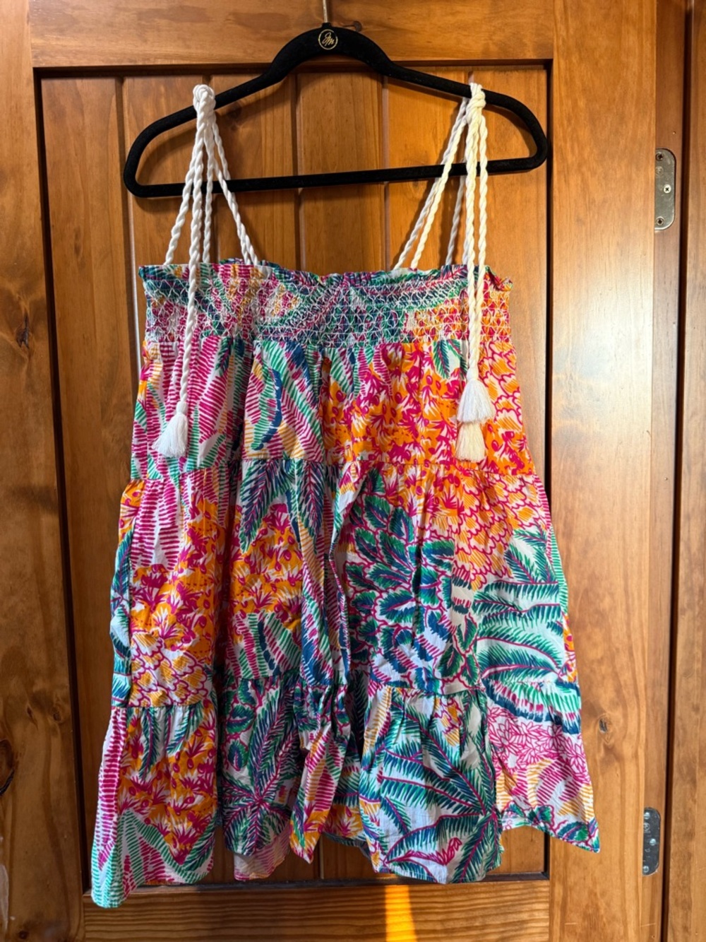 Cleobella Tropical Patchwork Mini Dress in Pink, Green, Yellow, White - Picture 2 of 4